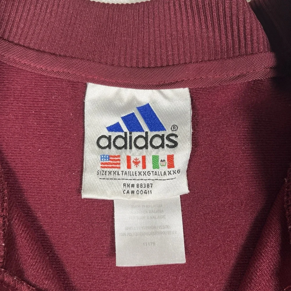 Vintage Adidas Shooters Jersey Men's 2XL Burgundy Snap Front 90s Y2K Hip Hop